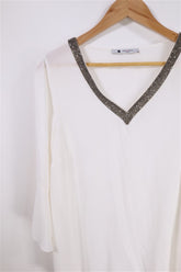 חולצה אלגנטית נשפכת בלבן- L-XL